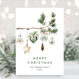 Neutral Minimalist Boho Christmas Composition Holiday Card