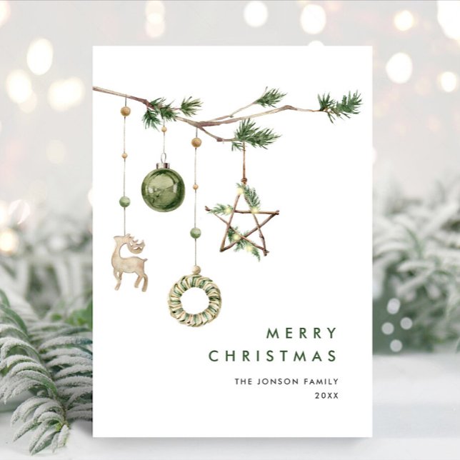 Neutral Minimalist Boho Christmas Composition Holiday Card (Creator Uploaded)