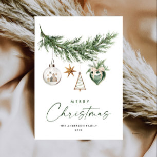Neutral Minimalist Boho Christmas Composition Holiday Card