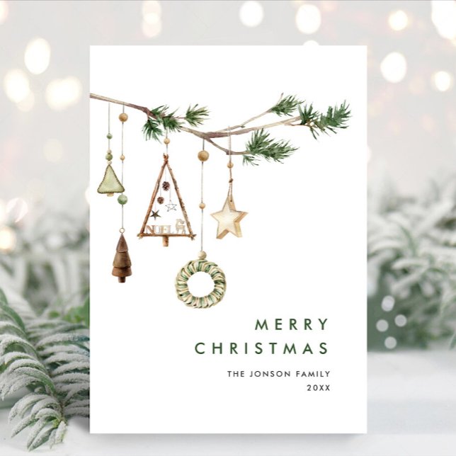 Neutral Minimalist Boho Christmas Composition Holiday Card (Creator Uploaded)