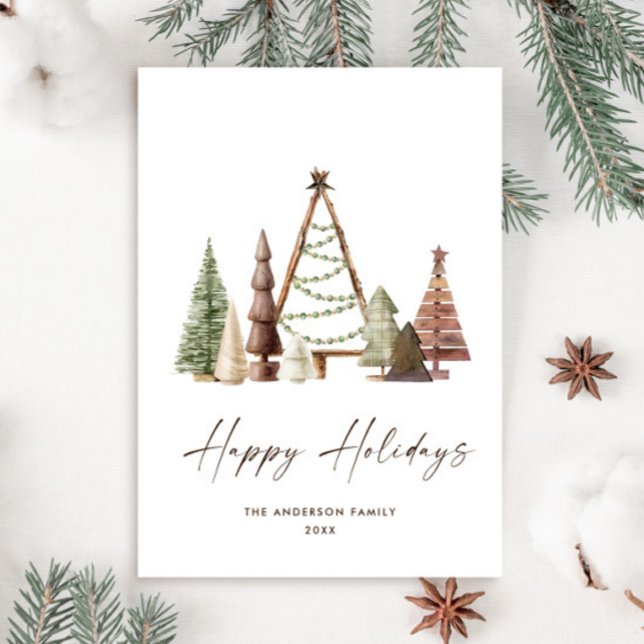 Neutral Minimalist Boho Christmas Composition Holiday Card (Creator Uploaded)