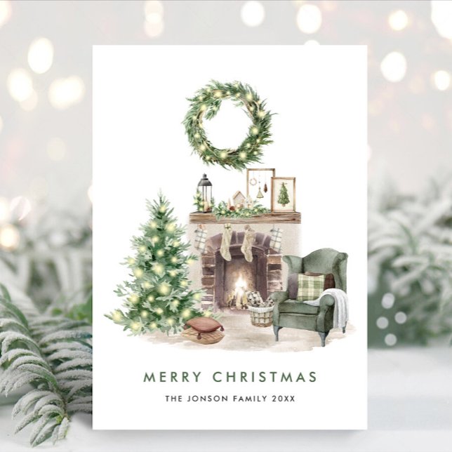 Neutral Minimalist Boho Christmas Composition Holiday Card (Creator Uploaded)