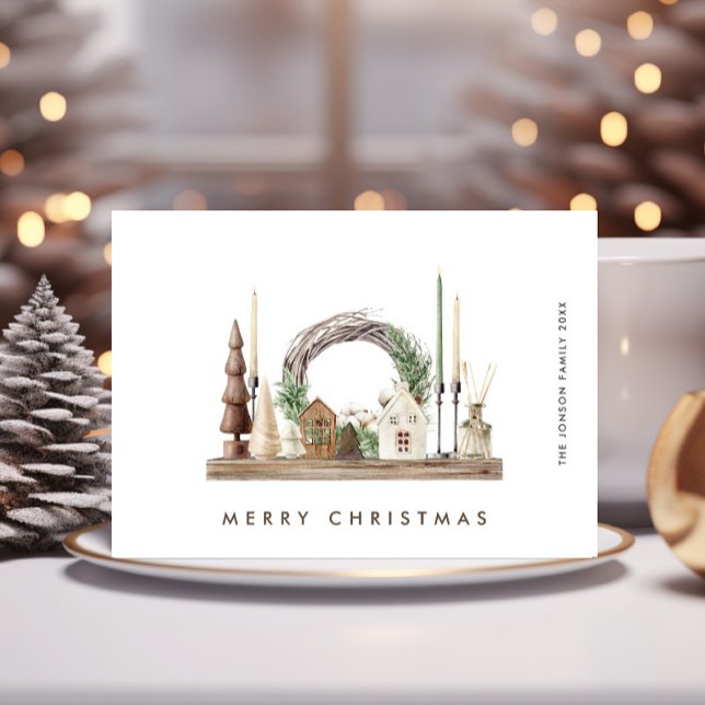 Neutral Minimalist Boho Christmas Composition Holiday Card (Creator Uploaded)