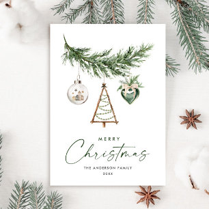 Neutral Minimalist Boho Christmas Composition Holiday Card