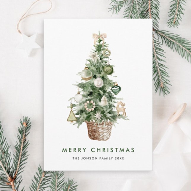 Neutral Minimalist Boho Christmas Composition Holiday Card (Creator Uploaded)