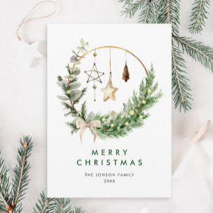Neutral Minimalist Boho Christmas Composition Holiday Card