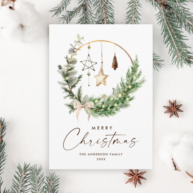 Neutral Minimalist Boho Christmas Composition Holiday Card (Creator Uploaded)