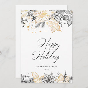 Neutral Minimalist Boho Christmas Composition Holiday Card