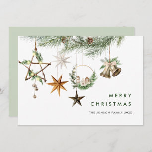Neutral Minimalist Boho Christmas Composition Holiday Card