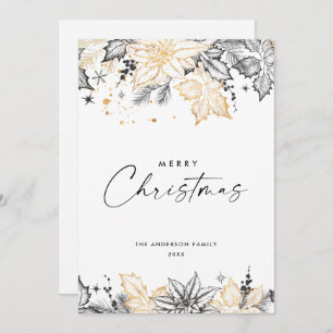 Neutral Minimalist Boho Christmas Composition Holiday Card