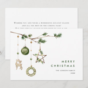 Neutral Minimalist Boho Christmas Composition Holiday Card