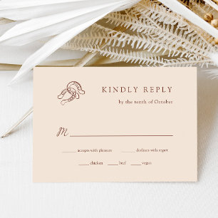 Neutral Minimalist Horseshoe Wedding   Meal Choice RSVP Card