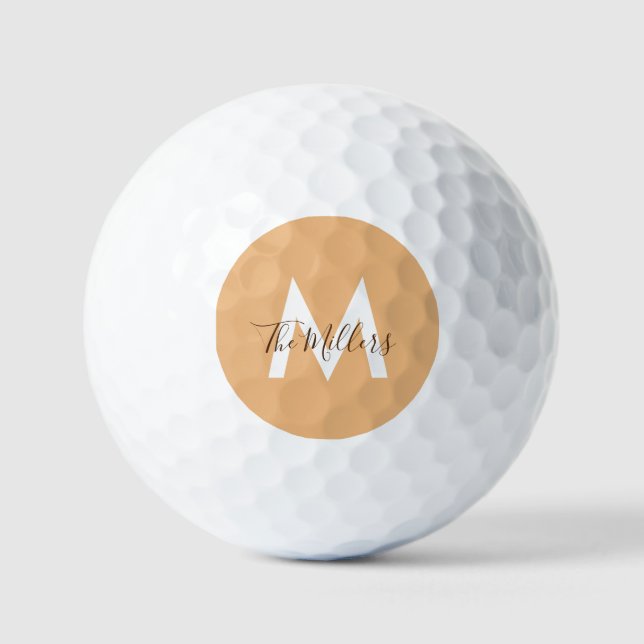  Neutral Minimalist modern orange monogram  Golf Balls (Front)