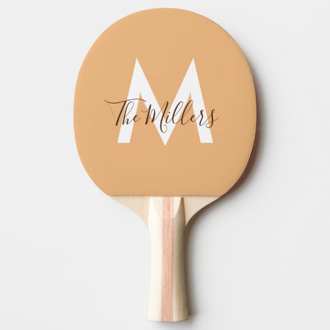 Neutral Minimalist modern orange monogram  Ping Pong Paddle (Front)