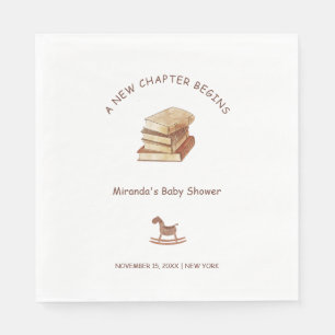 Neutral Minimalist New Chapter Book Baby Shower Napkin