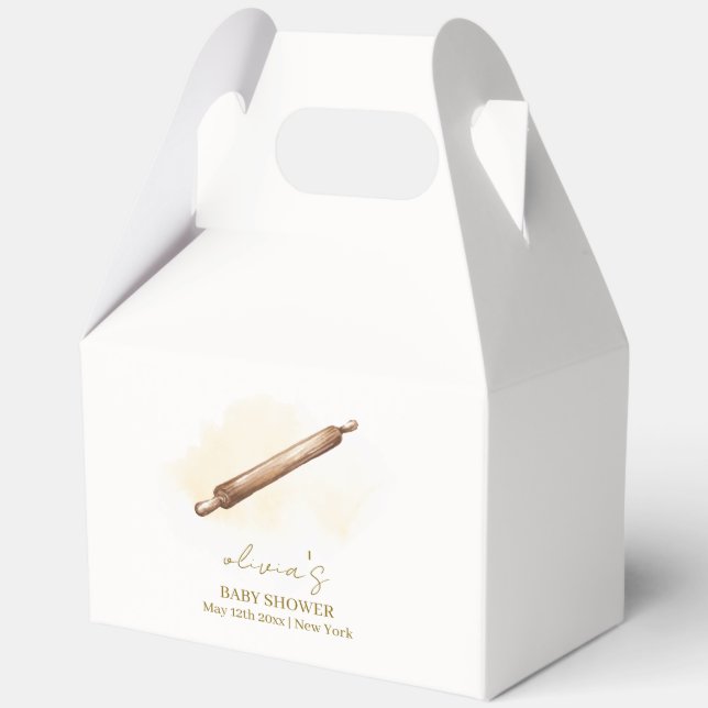 Neutral Minimalist Pastry Chef Baby Shower  Favor Box (Back)