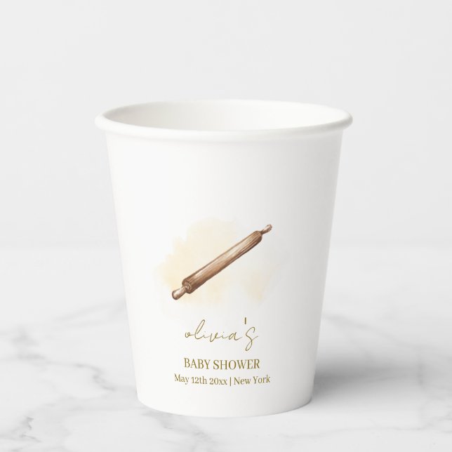 Neutral Minimalist Pastry Chef Baby Shower  Paper Cups (Front)
