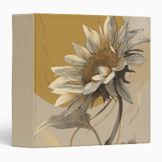 Neutral Minimalist Sunflower Outline Binder