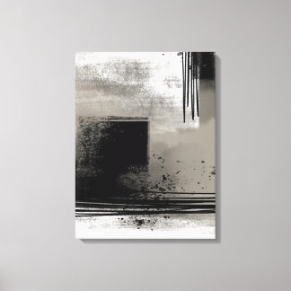 Neutral Modern Abstract Painting Beige and Black Canvas Print