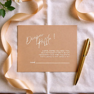 Neutral Modern Baby Shower Diaper Raffle Enclosure Card