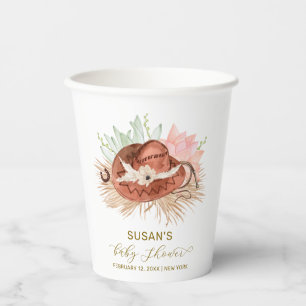 Neutral Modern Boho Cactus Cowboy Hat Baby Shower Paper Cups