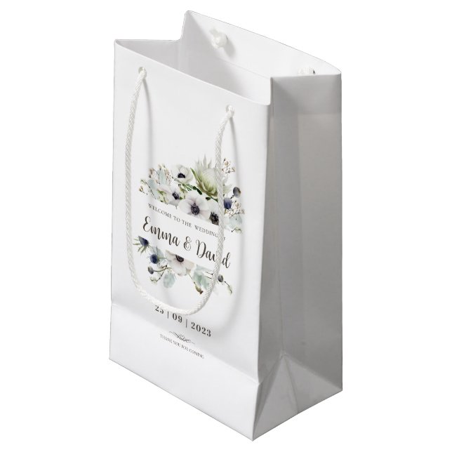 Neutral Modern Bold Wedding Small Gift Bag (Front Angled)