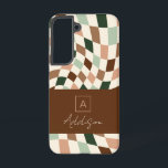 Neutral Modern Chequerboard Elegant Monogram  Samsung Galaxy Case<br><div class="desc">Neutral Modern Chequerboard Elegant Monogram Samsung Galaxy S22 Case.  Trendy boho colour palette.  Use the colours as shown or use the Edit Tool to choose your own 5 colours for the checkers,  background colour,  and monogram elements. © Kimbellished,  LLC</div>