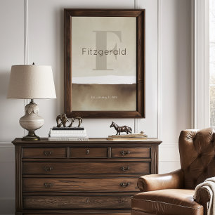 Neutral Modern Custom Last Name Wall Art Print 