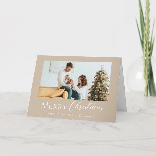 Neutral Modern Family Christmas photo Holiday Card (Front)