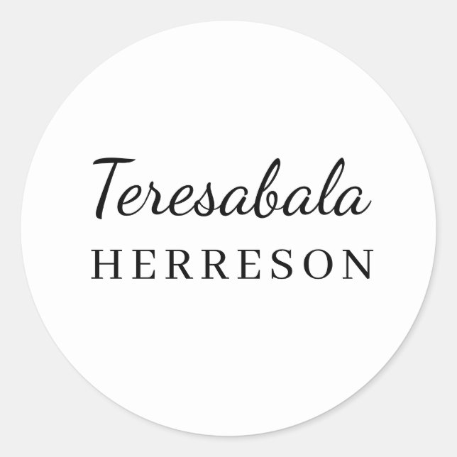 Neutral Modern Minimal Monogram Design Classic Round Sticker (Front)