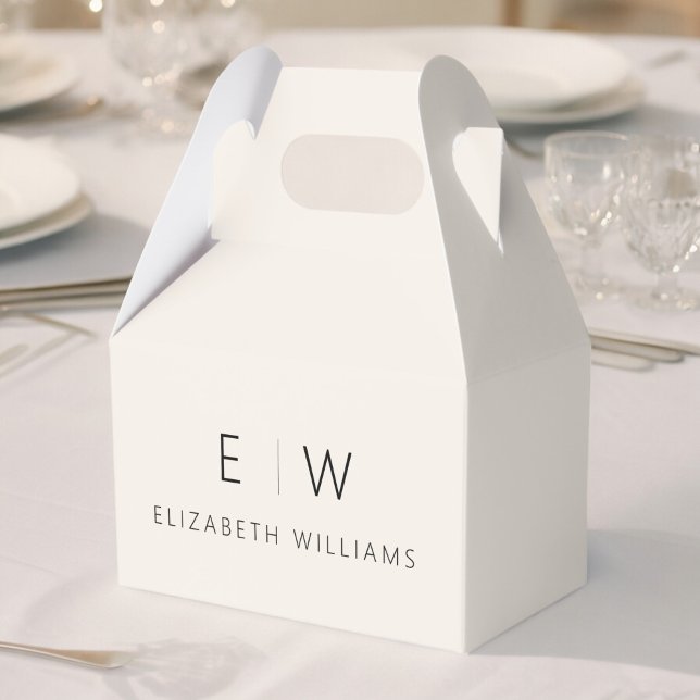 Neutral Modern Minimalist Monogram Name Favor Box (Creator Uploaded)