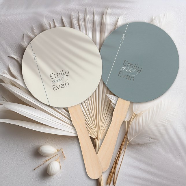 Neutral Modern Minimalist Wedding Program Hand Fan (Creator Uploaded)