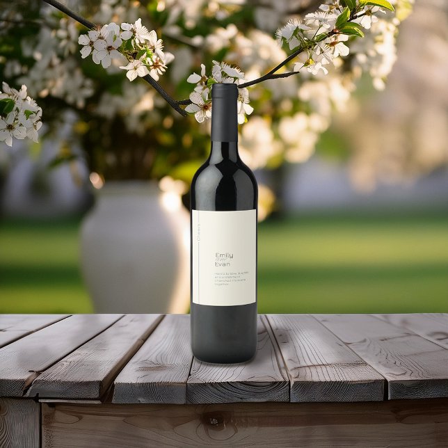 Neutral Modern Minimalist Wedding Wine Label (Creator Uploaded)