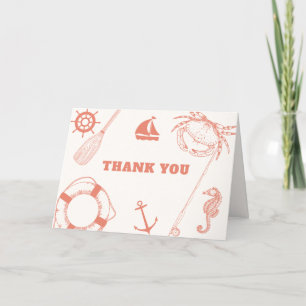 Neutral Modern Nautical Fishing Boy Baby Shower  Thank You Card