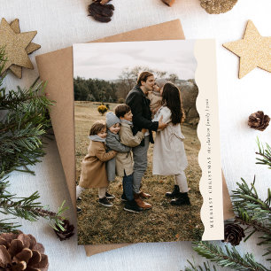 Neutral Modern Simple Wavy Two Photo Christmas  Holiday Card