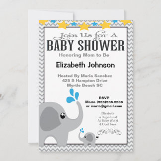Neutral Mom & Baby Elephant Baby Shower Invitation