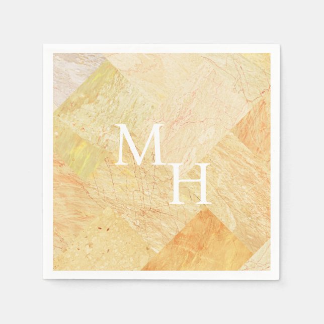 Neutral Monogram Modern Abstract  Napkin (Front)