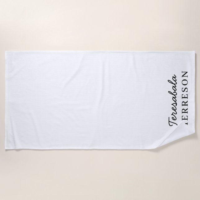 Neutral Monogram Modern Minimalist Stylish Design Beach Towel (Front)