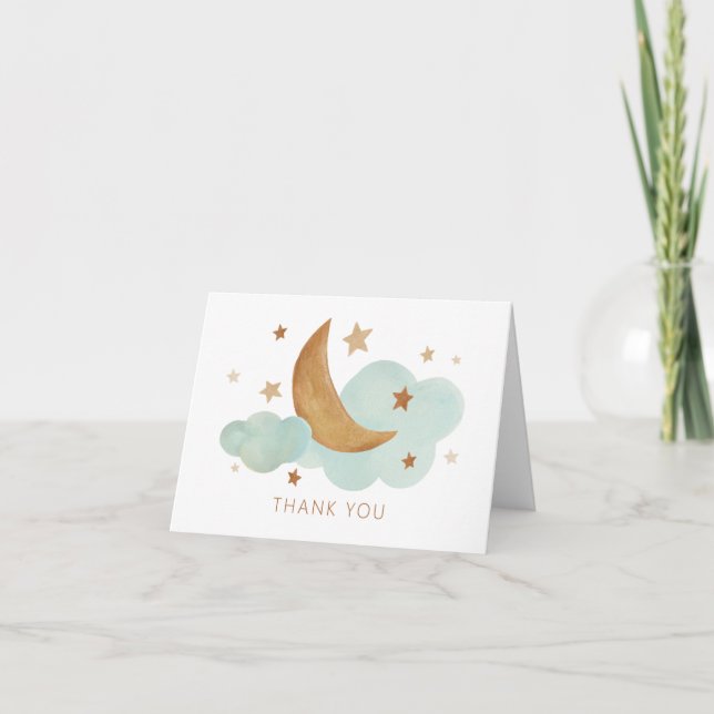Neutral Moon and Stars Folded Thank You Card (Front)