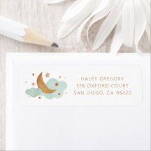 Neutral Moon and Stars Return Address Label