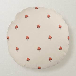 Neutral Mushroom Pattern Pillow - Round