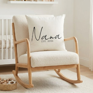 Neutral Nana EST Year Keepsake Script Throw Pillow