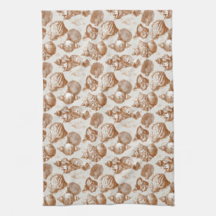 Neutral Nautical Seashell with Coastal Toile Style Kitchen Towel
