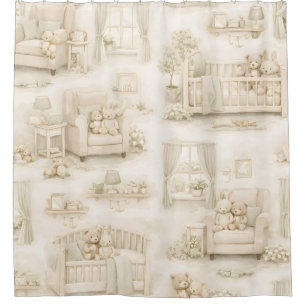 Neutral Nursery Teddy Bear Room Beige Pattern