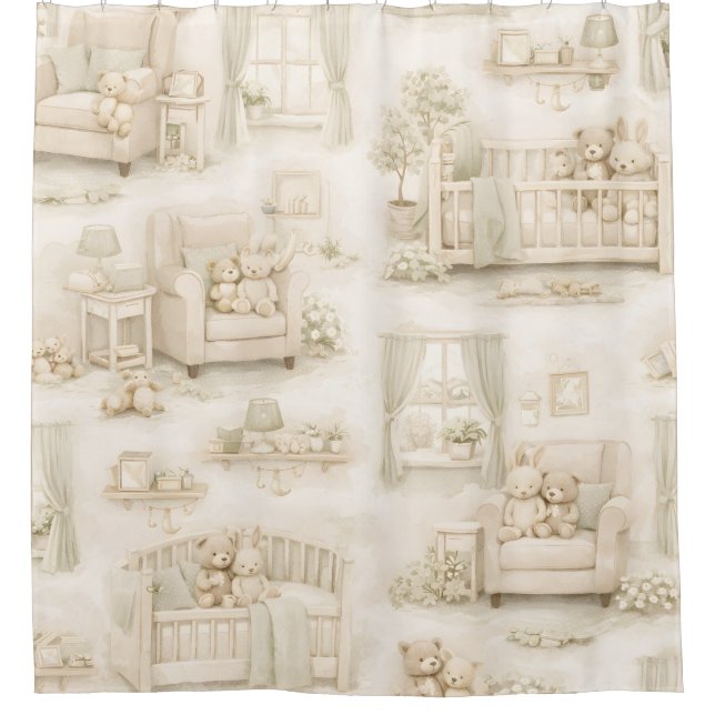 Neutral Nursery Teddy Bear Room Beige Pattern (Front)
