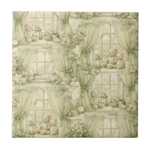Neutral Nursery Teddy Bear Room Beige Pattern (2) Tile