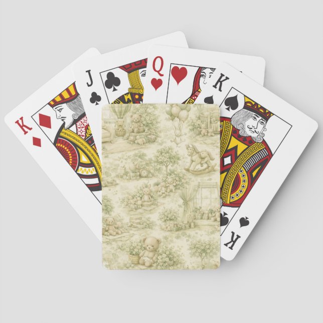 Neutral Nursery Teddy Bear Room Beige Pattern (3) Playing Cards (Back)