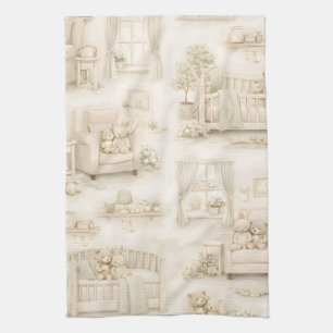 Neutral Nursery Teddy Bear Room Beige Pattern Kitchen Towel