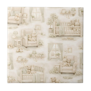 Neutral Nursery Teddy Bear Room Beige Pattern Tile