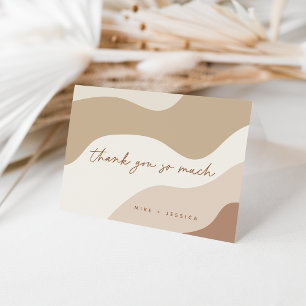 Neutral Organic Wavy Stripe Personalized Thank You Card